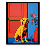 Labrador Retriever Dog Waiting for Owner Vibrant Painting Framed Art Print