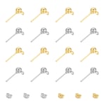 UNICRAFTALE 120pcs 2 Colors 6.5mm Ball Post Stud Earrings Stainless Iron Ball Stud Earring Post Ear Stud with Loop and Ear Nuts Golden & Stainless Steel Color Earrings for DIY Jewellery Making