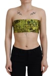 GALLIANO Top Yellow Graphic Print Nylon Strapless Cropped IT38/US4/XS 260usd