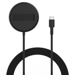 Trådlös Laddare Qi2 15W MagSafe med inbyggt ställ, svart