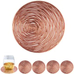 MANGATA Rose Gold Coasters Round 4 Sets, Heat Resistant Cup Mats Coaster for Drinks Glass, Tea Cups, Coffee Mugs (Non-Slip, Rose Gold)