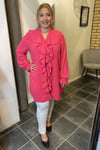 Chica London Doris V-ringad Klänning Volang Dam New Cerise