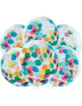 6 stk 30 cm Gjennomsiktige Ballonger med Store Fargerike Konfetti