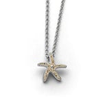 DUR P2826 O4920 K2255.50 Pendentif et boucles d'oreilles en forme d'étoile de mer avec chaîne à billes en argent sterling 925, 420 mm, Argent sterling, Pas de gemme