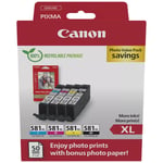 Canon Cli-581Xl Black & Colour High Yield Ink Cartridge 8.3Ml + Photo Paper Plus