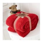 Teddy Bear Throws Blanket for King Size Bed Chair Sofa Super Soft Warm Cozy Fluffy Large Teddy Fleece, 200 x 240 cm, Red
