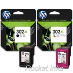 Genuine HP 302XL Black & Colour Ink Cartridge For Officejet 3830 Inkjet Printer