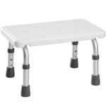 Shower stool bench bath step adjustable height lightweight aluminium white new