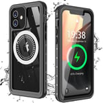 Nineasy for iPhone 12 Case Waterproof, Compatible Magsafe Charger with Built-in Screen Protector Full Body Clear Cover Magnetic Shockproof Dustproof Waterproof Case for iPhone 12 5G 6.1"