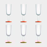 Palm Champagneglas i plast Flute Orange, non-slip, transparent/orange, 18 cl, 6-pack