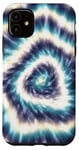 Coque pour iPhone 11 Tie-Dye Bleu Spirale Tie-Dye Design Coloré Summer Vibes