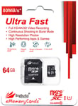 64GB microSD Memory card for EZVIZ DB1, EZVIZ DB1C Doorbell Camera, Class 10