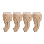 4pcs- Solid Wood Furniture Legs,Unfinished Carved Table Legs,European Retro Sofa Legs Support Foot,Tv Cabinets/Coffee Table/Sideboards/Chair/Desk/Bedside Tables/Bed Replacement Legs,10-25cm