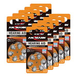 ANSMANN Hearing Aid Batteries [Pack of 60 Cells] Size 13 Orange Zinc Air Hearing-Aid Suitable For Hearing Aids, Hearing Aids Sound Amplifier - 1.45V Mercury Free