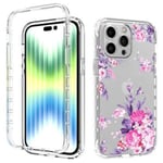 Sweet Armor Series iPhone 14 Pro Max Hybrid Skal - Rosa Blommor Rosa