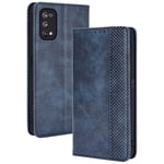 TANYO Leather Folio Case for OPPO Realme 7 Pro (Not for Realme 7), Premium PU/TPU Wallet Cover with Card and Cash Slots, Flip Magnetic Closure Shell - Blue
