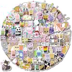 Boba-klistermärken 105 st Kawaii Bubble Tea-klistermärken, dryckesklistermärken, vinyl söta te-klistermärken presenter, Asthetic-klistermärken, vattenflaska klistermärke pack