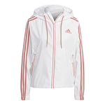 adidas Women's BSC 3-Stripes Wind Jacket (Technical), White/Coral Fusion, XXL