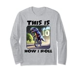 10 Year Old Birthday Party T-Rex Dinosaur Riding a Bike Kids Long Sleeve T-Shirt