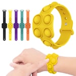 Simple Dimple Sensory Fidget Toy, Stress Relief Bracelet, Stress Relieving Fidgeting Game for Kids Adults,Relief Flip Puzzle Press Finger Bubble Music Bracelet Anxiety Relief Kill Time (Yellow)