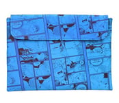 Uchiwa - Étui pour Livre à Manches - Porte-Manches Motif Vignette Bleue Megumi to Tsugumi - Compatible avec Les liseuses Kindle - Dimensions 24 x 22 x 3 cm