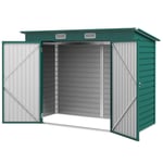 Verktygsbod 4,1 m³, trädgårdsbod med taktak, 249 x 121 x 166/183 cm, redskapsbod med låsbara dubbeldörrar, fönster, cykelgarage,