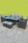 Rattan Outdoor Lifting Adjustable Dining Coffee Table Sets Lounge Sofa Recling Chairs Footstools
