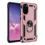 HAOYE Case for Samsung Galaxy S10 Lite, Metal Ring Support [Compatible Magnetic Car Mount] Heavy Duty Armor Shockproof Cover, Silicone TPU + Hard PC Case. Rose gold