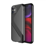 SAHUD Ultrathin Phone Case for iphone 11 S-Shaped Soft TPU Protective Cover Case, for iPhone 11 (Color : Black)