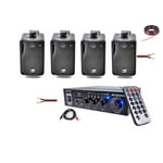 Pack Hifi Ampli Stéréo Bluetooth USB SD LTC MFA1200USB-BT-BL 2x50W - 2 Paires Mini Enceintes B416B Noires 80W