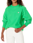 Champion Women's Oversized Reverse Weave Crew Left Chest c Sweater, Green Crisp-549302, XL