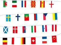 European Football Championship Bunting Flags EURO 2021 2020 Soccer Top 24 Participating Team Countries String Hanging Ceiling Porch Tree Garden Bar Pub Club Party Decor Garland Tournament Fans 14X21cm