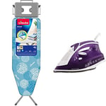 Vileda 158919 Solid Ironing Board , Blue , 164.5x8x44 cm & Russell Hobbs Supreme Steam Traditional Iron 23060, 2400 W, Purple/White