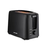 Paul Russells 700W Black 2-Slice Kitchen Toaster, 7 Stage Browning Controls, Defrost, Reheat, LED Indicator, Cord Storage, Removable Crumb Tray