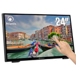 ATLANTIS A05-T24A-VHDM Moniteur Tactile 24 Pouces, écran Tactile 10 Touches, Full HD 1920x1080, HDMI VGA DP, inclinable 15°-70°, Verre de Protection 7H, Contraste 3000:1, Angle 178/178, Vesa 100