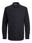 JACK & JONES Men's Jjegingham Twill Shirt L/S Ps Noos, Black/Detail:/Solid, 3XL Große Größen