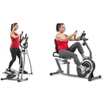 Sunny Health & Fitness Legacy Stepping Elliptical Machine, Total Body Cross Trainer with Ultra- Quiet Magnetic Belt Drive SF-E905 and Sunny Health & Fitness Exercise Bikes SF-RB4616S