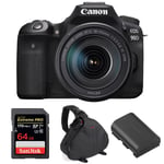 Canon EOS 90D + 18-135mm f/3.5-5.6 IS USM + SanDisk 64GB Extreme PRO UHS-I SDXC 170 MB/s + LP-E6N + Sac | Garantie 2 ans