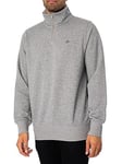 GANT Mens Half Zip Sweatshirt - Grey 093 - XXL