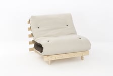 Comfy Living 3ft LUXURY Single (90cm) Wooden Futon Set with PREMIUM LUXURY Chocolate & Cream Reversible Mattress