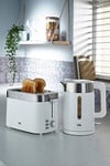 New Set of White Vogue Kettle 3kW 1.7 Liter & 2-Slice Toaster 850W Adjustable