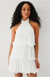 Gina Tricot - Klänning Halterneck Wave Edge Dress - Vit