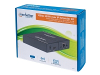 Manhattan 1080p HDMI over IP Extender Kit, Extends 1080p Signal up to 120m with a Network Switch and Single Ethernet Cable, IR Support, Black, Three Year Warranty, Box - Sender og mottaker - video/lyd/infrarød-utvider - HDMI - opp til 120 m