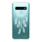 Evetane - Coque Silicone Compatible Samsung Galaxy S10 - Protection Intégrale 360, Fine et Transparente - Coque Avant & Arrière - Haute Résistance - Attrape Reve Blanc