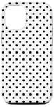 Coque pour iPhone 13 Petit motif géométrique à pois des années 80 blanc et noir
