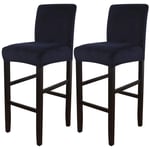 SearchI Velvet Dining Chair Covers,Stretch Bar Stool Chair Covers,Removable Washable,Pub stool Slipcovers 2 Pack,Blue Navy