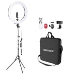 Neewer Advanced 2.4G 18-inch LED Ring Light, Bi-color 3200-5600K Dimmable with LCD Screen and 2.4G Wireless Remote，Reverse Light Stand, Filter and Carrying Bag for Portrait Photography Video Shooting