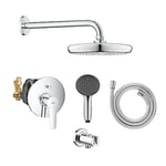 GROHE Start Shower Mixer Concealed Installation Set (Also Includes Hand Shower, Shower Outlet Elbow, TwistStop Hose 1.5 m and 210mm Head Shower)