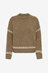 Only - Tröja onlAmanda Life LS O-neck Detail CC - Brun