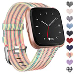 Ouwegaga Compatible with Fitbit Versa Strap/Fitbit Versa 2 Strap, Woven Bands Replacement Sport Wristband Compatible with Fitbit Versa/Versa Lite Large, Colourful
